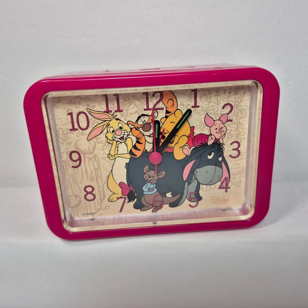 Disney Winnie The Pooh and Friends Tigger Piglet Etc Pink Analog Clock NO ALARM